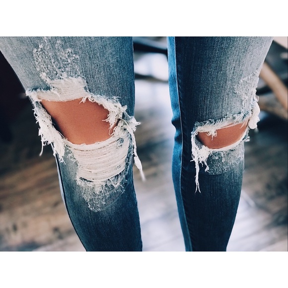 Distressed Denim Med Wash Ankle Skinny Jeans - Picture 8 of 10
